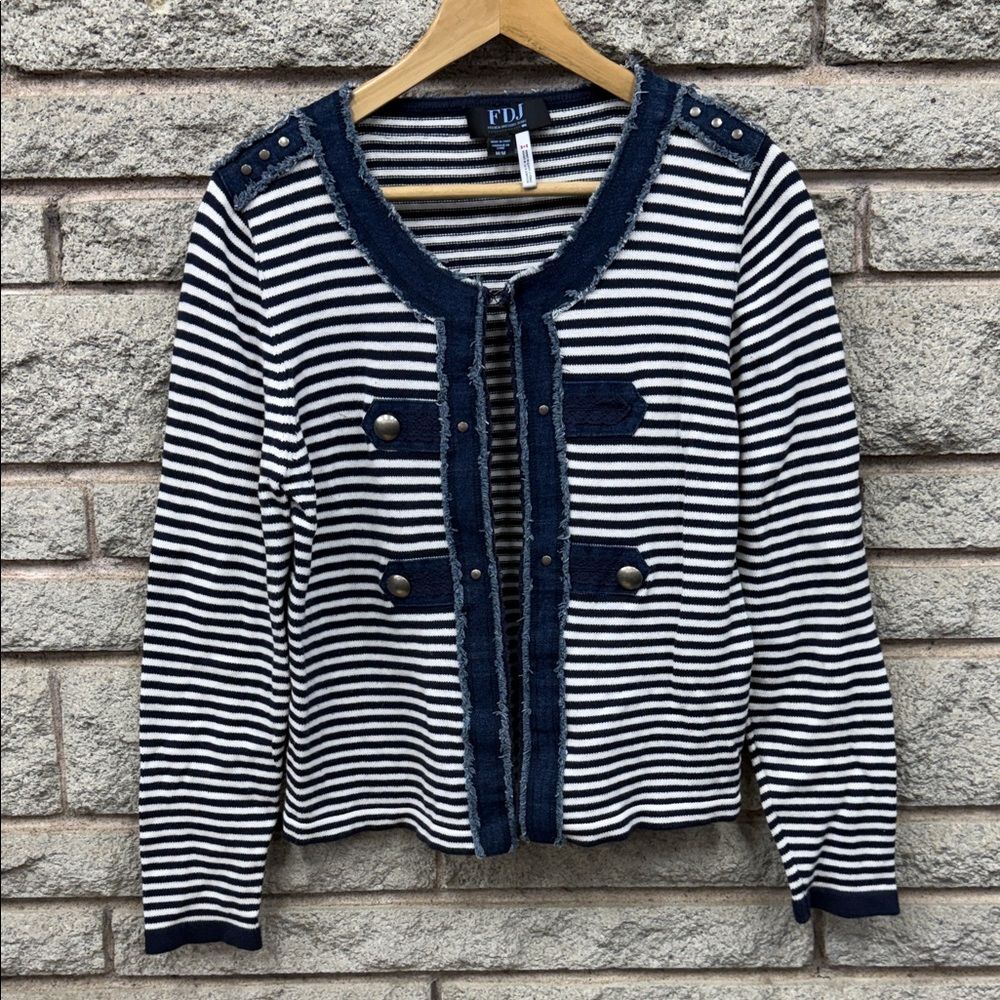 FDJ Women's Navy Striped Blazer